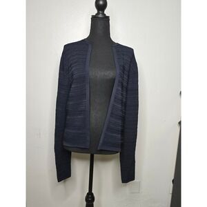 Ralph Lauren Black Label Navy Open Front Textured Knit Cardigan Size L